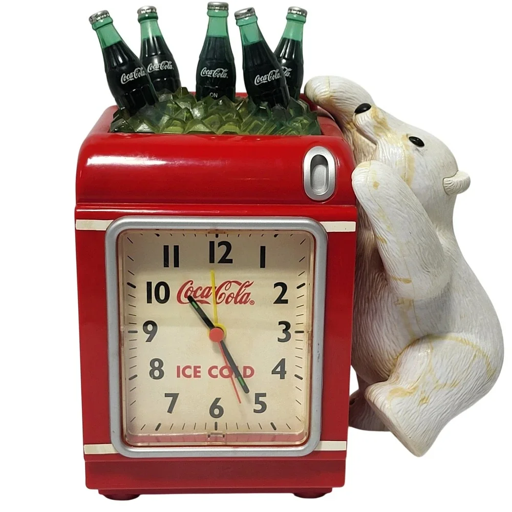 Coca-Cola Polar Bear Soda Cooler Desk Clock and Coin Bank Vintage Advertising*
